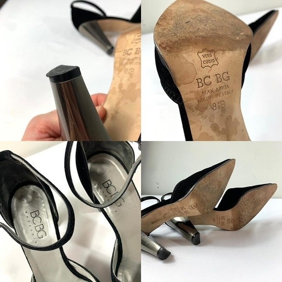 Vintage Bcbg MaxAzria Leather Velvet Heels Women's 8.5 - Picture 4 of 4